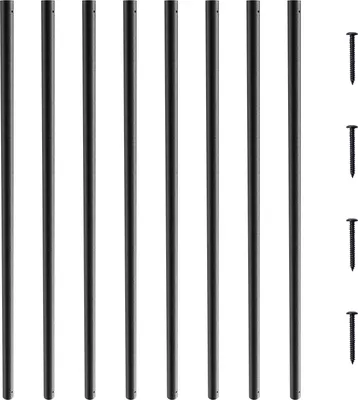 Zdjęcie produktu dla Metalowe tralki VEVOR do schodów, długość 19 x 19 x 810 mm, dekoracyjne tralki aluminiowe, opakowanie 101 tralek ze śrubami, klasyczna pusta balustrada pokładowa