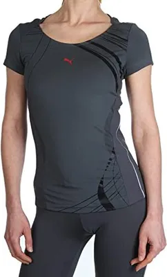 Produktbild von Puma Womens Graphic Tee USP Dry Aktive Damen T-Shirt Top Running Shirt grau Grösse: S / 36