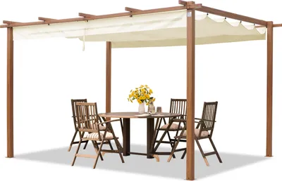 Zdjęcie produktu dla PRIMEYARD Pergola 3x4 m zadaszenie tarasu z szyberdachem konstrukcja stalowa w optyce drewna