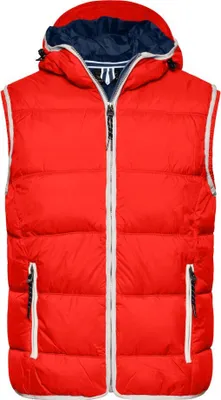 Produktbild von Modische Steppweste mit angeschnittener Kapuze red/white, Gr. 3XL