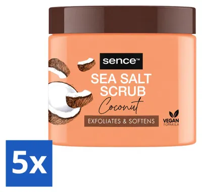 Immagine prodotto di 5 confezioni di scrub corpo al cocco Sence - Idratante - 500 g per confezione - Confezione  - 5 pezzi