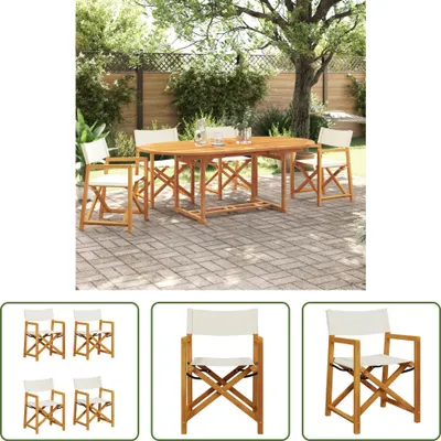 Immagine prodotto di The Living Store Sedie da giardino pieghevoli 4 pz. Tessuto bianco crema