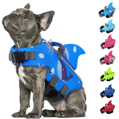 Hunde-Schwimmweste Hai-Design, Large, Neopren, verstellbar