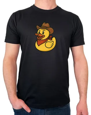Produktbild von Huuraa Herren T-Shirt Quietscheente Cowboy Gummiente Wilder Westen M Black Bio Baumwolle Fairtrade Herrenshirt Geschenkidee