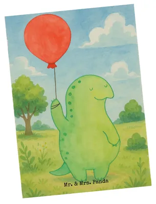 Produktbild von Mr. & Mrs. Panda Postkarte Schildkröte Luftballon Design - Weiß - Geschenk, kunstkarte, einzelkarte, Jahrmarkt, Schildkröten, Motivation, Ansichtskarte, Grußkarte