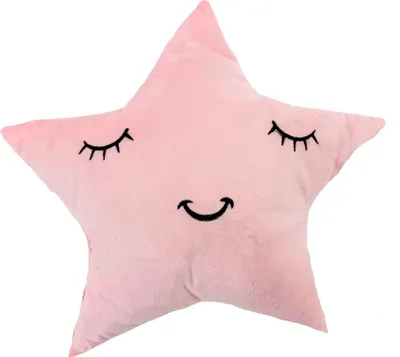 Produktbild von Heimtexland ® Kuschelig weiches Deko Kissen Mond Stern Wolke Formkissen Kinderzimmer Dekoration Kuschelkissen Zierkissen Geschenk Geburt Typ916 Stern rosa