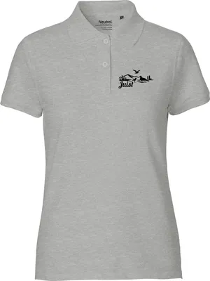Produktbild von Huuraa Damen Polo Shirt Juist Strandmotiv XL Sport Grey Bio Baumwolle Fairtrade Poloshirt Geschenkidee
