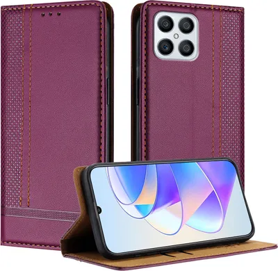 Produktbild von Handyhülle für Honor X8 4G Leder Flip Klappbare Schutzhülle mit Standfunktion Lila