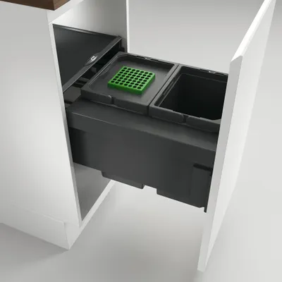 Produktbild von NABER 8013313 Abfallsorter 20 (2x10) Liter COX® BASE 360 S/400-2 anthrazit mit Biodeckel, ab 40 cm Schrankbreite