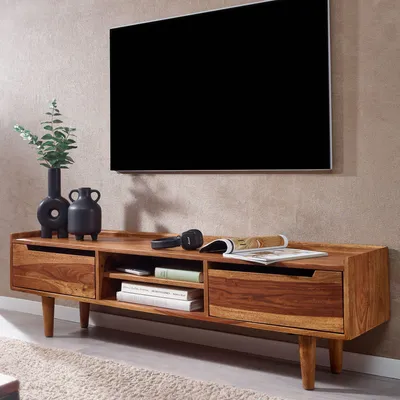 Produktbild von FineBuy Lowboard Sheesham Massivholz 145x43x35 cm TV-Kommode mit zwei Türen TV-Schrank Hoch Fernsehtisch Fernsehschrank Modern Fernsehkommode