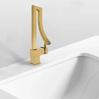 Produktbild von Moderner Waschtischmischer, 360° schwenkbar, Messing, Küchenarmatur, Spülenarmatur, Badezimmerarmatur, Gold