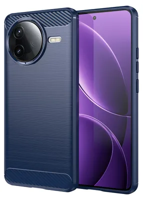 Immagine prodotto di Custodia per Xiaomi Poco F7 Pro in silicone TPU morbido, fibra di carbonio, custodia protettiva antiurto blu