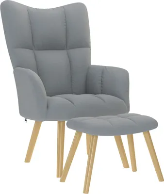 Produktbild von Relaxsessel mit Hocker Hellgrau Stoff