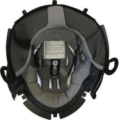 The inside of a motorcycle helmet liner.