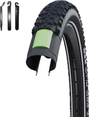 Produktbild von 1 x Schwalbe Smart Sam Plus Performance E-50 DD Greenguard Schwarz-Reflex 57-584 (27.5 x 2.25) inkl. Reifenheber