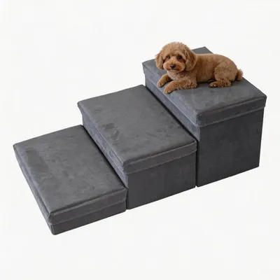 Image de Escalier pour chien - Marchepied avec espace de rangement et surface antidérapante, 3 marches