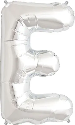 Zdjęcie produktu dla Srebrny Balon Kształt Litery 70 Cm Srebna Litera E