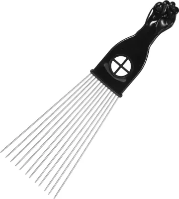 Produktbild von Metall-Haarkamm, Afro-Haarkamm für Damen und Herren, Afro-Kamm für voluminöses, dickes Haar, Schwarz-Silber-Ton, 23 x 7,2 cm