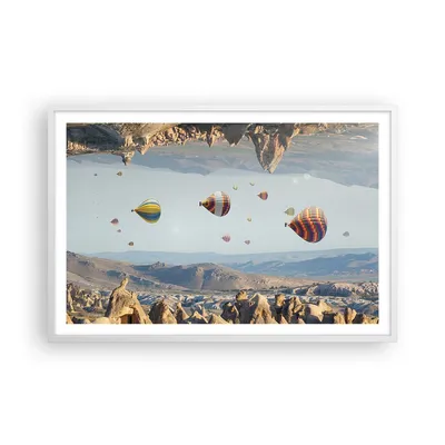 Produktbild von Gerahmtes Poster - Weißer Rahmen - Surrealismus Flug Luftballons - 91,5x61 cm - Wand Bild - Wanddeko - Wandbilder - Kunstposter - Wandposter - Bilderrahmen - Bilder - Kunstdruck - P2WAA91x61-4454