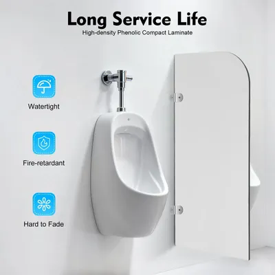 Zdjęcie produktu dla Przegroda do pisuaru - Parawan naścienny - 90x40 cm - Fazowana krawędź - Laminat kompaktowy HPL + stal nierdzewna 304 - Do toalet publicznych - Czerwony