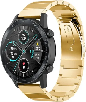 Produktbild von Strap-it Metallarmband - Kompatibel mit Honor Magic Watch 2 Armband 42mm Ersatzarmband Edelstahl Smartwatch Hochwertiges Material Faltschließe für Armband Gold