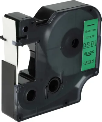 Produktbild von vhbw Schriftband-Kassette kompatibel mit Dymo Rhino 6000, 5000, 5200, 4200 Etiketten-Drucker 7m x 12mm Schwarz auf Grün