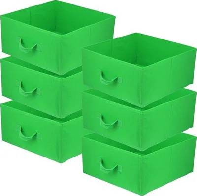 Zdjęcie produktu dla Składane pudełka organizacyjne, 31 x 31 x 15 cm, zielone, 6 sztuk