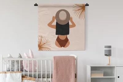 Produktbild von MuchoWow® Wandteppich Wandbehang Sommer - Blätter - Pastell 90x90 cm Tapisserie Dekoration Wandtuch - Wandaufhänger
