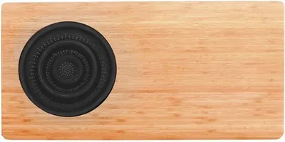 Image de Planche à Découper en Bambou avec Passoire, 58 x 29 x 1,8 cm, Naturel et Noir