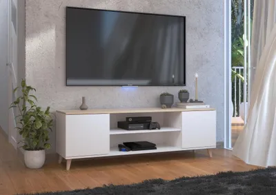 Obrázek produktu pro Stolek pod televizi MEDRIX - bílý / dub sonoma