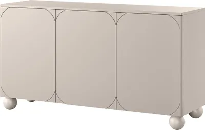 Produktbild von Wohnzimmer-Sideboard mit 150 cm Breite in kaschmir matt, Kugelfüße, 3 Türen - SPLIT-141