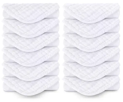 Immagine prodotto di Asciugamani e bavaglini per neonati, confezione da 10 pezzi, 30x30 cm, 100% cotone, colore bianco