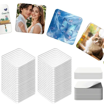 Immagine prodotto di Set di 40 magneti per frigorifero da realizzare, in acrilico trasparente, forma quadrata, 5x5 cm