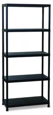 Image de Étagère d'intérieur à 5 tablettes, noire, 80 x 40 x 180 cm, capacité de 50 kg par tablette, avec kit de fixation murale inclus et