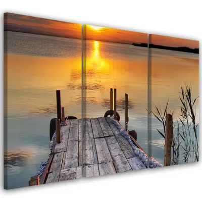 Immagine prodotto di Trittico su tela paesaggi - arancione 90x60 cm Feeby arancione quadro da parete pronto per essere appeso