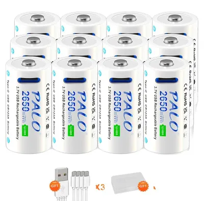 Imagen del producto de Batería recargable, con una capacidad de 2650 mWh, compatible con diversos dispositivos. Incluye 12 baterías