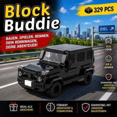 Produktbild von BlockBuddie™ G63 AMG G-Klasse inspirierter Geländewagen SUV – 403 Teile – Klemmbaustein Set
