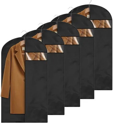 Produktbild von Kleidersack-Set – 5-teilig – Kleidersack mit Reißverschluss – 60 x 140 cm – Hochwertiger Aufbewahrungssack – Staubdicht – Faltbar – Schwarz