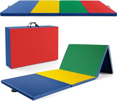 Produktbild von GOPLUS Gymnastikmatte faltbar, 300×117 cm Sportmatte mit 2 Tragegriffen & Klettverschlüssen, Bodenmatte für Gymnastik, Yoga & Spielen, Kampfkunst