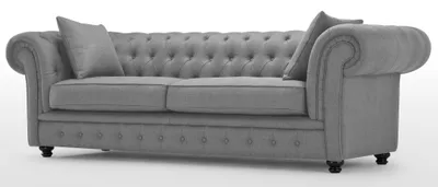 Produktbild von XXL Grau Sofa 4 Sitzer Couch Chesterfield Polster Sitz Garnitur Leder Textil Neu