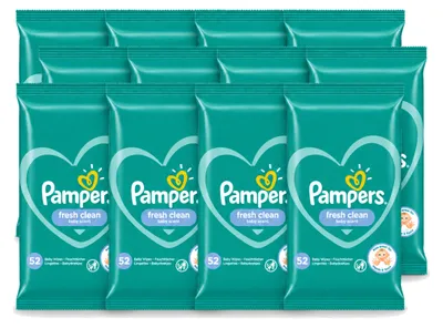 Productafbeelding van 12 pakken Pampers Fresh Clean vochtige doekjes - voordeelverpakking - 12 stuks per pak