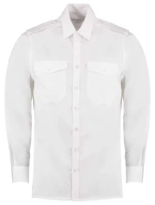 Imagen del producto de Kustom Kit - Camisa de piloto para hombre, manga larga, modelo LT3454 (43,5 cm), color blanco