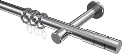 Produktbild von Interdeco Gardinenstange / Vorhangstange Chrom, Typ Prestige Elanto (Rillenzylinder), 20 mm Ø 1-läufig, 280 cm