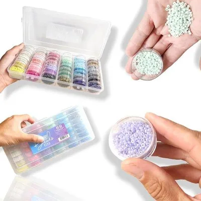 Immagine prodotto di Set di perline 42 colori 3 mm | Braccialetti per bambini e adulti | Giocattoli creativi | Kit per l'artigianato