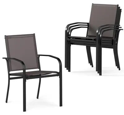 Immagine prodotto di Sedie da giardino - Sedie impilabili - Sedie da bistrot - Sedie per terrazza - Sedie per balcone - Tessuto traspirante