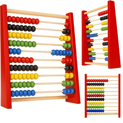 Obrázok produktu pre Drevené počítadlo na učenie počítania školské edukatívne farebné Montessori 10 radov 100 korálikov