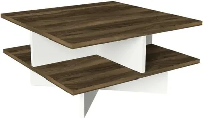 Image de Sovrani - Table Basse, 60x60x31h cm, Noyer Marron, Polyvalente