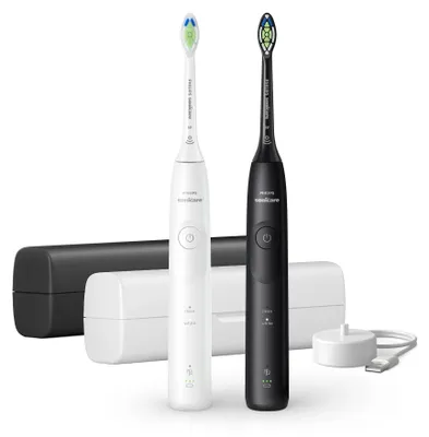 Zdjęcie produktu dla Philips Sonicare 5500 series HX7119/02, Dorosły, Soniczna szczoteczka do zębów, Wybielający, 62000 ruchów na minutę, Czarny, Biały, 2 min, 4 x 30 sec