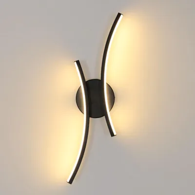 Productafbeelding van Mckalen Wandlamp met LED, 20W, 2250LM, zwarte moderne wandlamp, decoratieve wandverlichting voor hal, slaapkamer, gang, woonkamer, trap, warm wit 3000K – zwart + warm wit 3000K