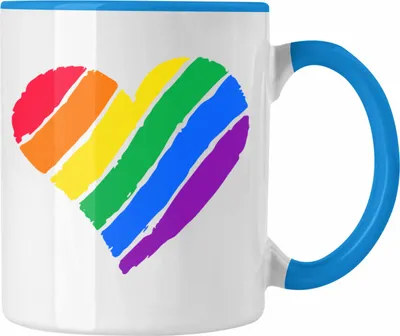 Produktbild von Trendation - Regenbogen Tasse Geschenk LGBT Schwule Lesben Transgender Grafik Pride Herz (Blau)